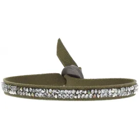 Bracelet Les Interchangeables A24969 - Bracelet Tissu Vert Cristaux Swarovski Les Interchangeables | 3 Suisses