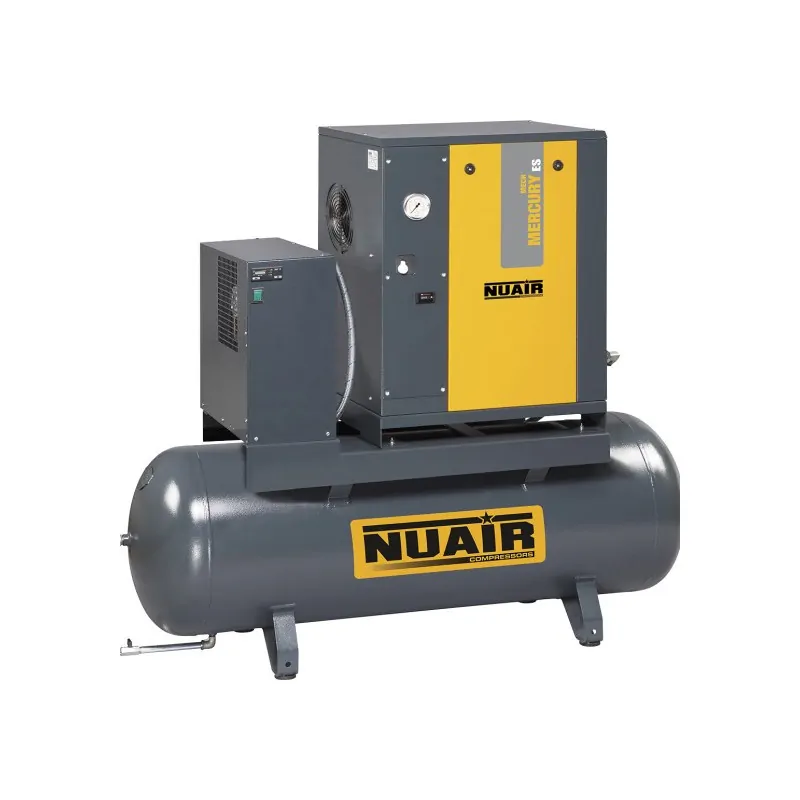 Compresseur d'air à vis 5.5 CV, 200 L, 400 V tri, pression 10 bar, débit 29 m3/h, avec sécheur NUAIR 220511IE3NU